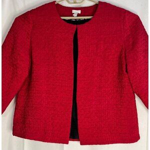 Chicos Textured Red Open-Front Classic Jacket Size 3/US16-18XL Elegant Office